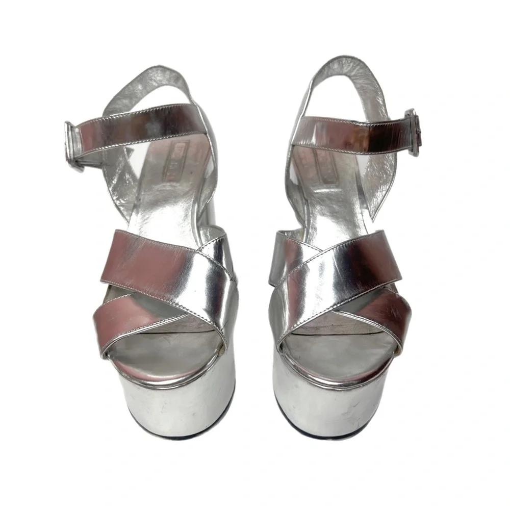 ALDO silver shiny platform heels - Picture 2 of 4